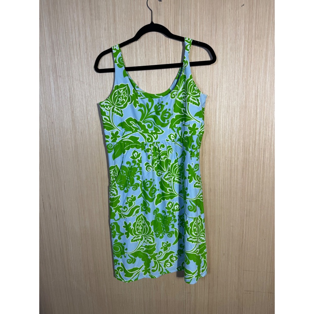 Jude Connally Womens Blue Green Floral Damask Sleeveless Pocket Dress FLAW